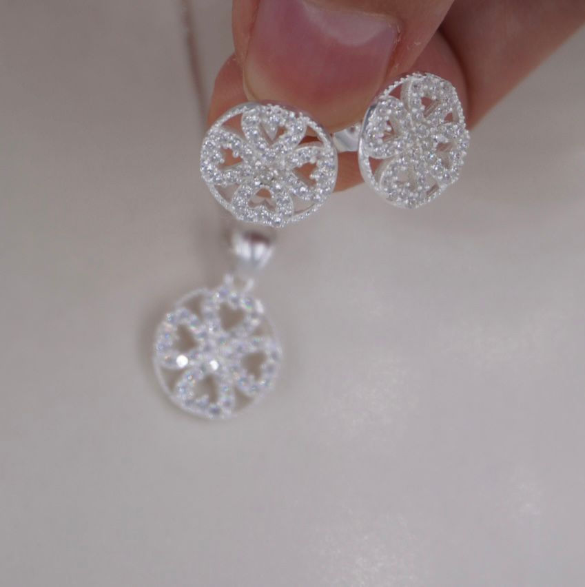 Juego trebo 4 hojas enjoye plata 925