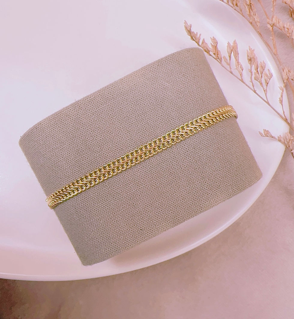 Miniatura: Pulsera plata dúo labrado oro 750k 18 ley