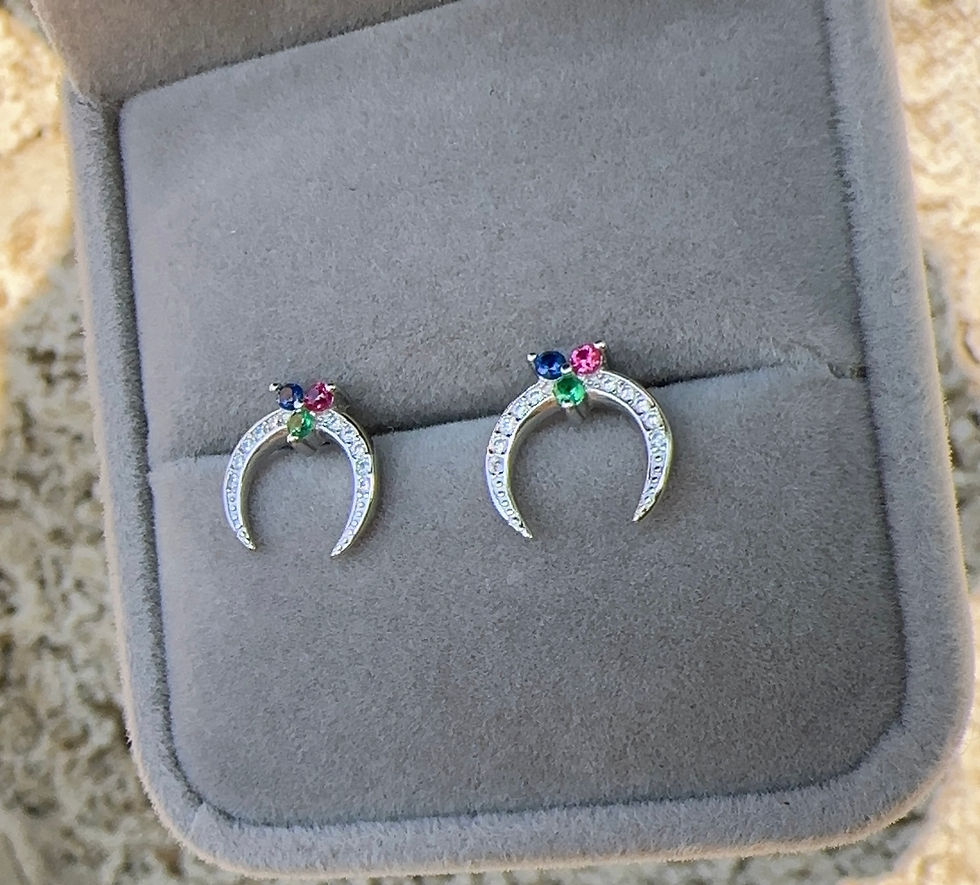 Miniatura: Aretes herradura trébol plata 925