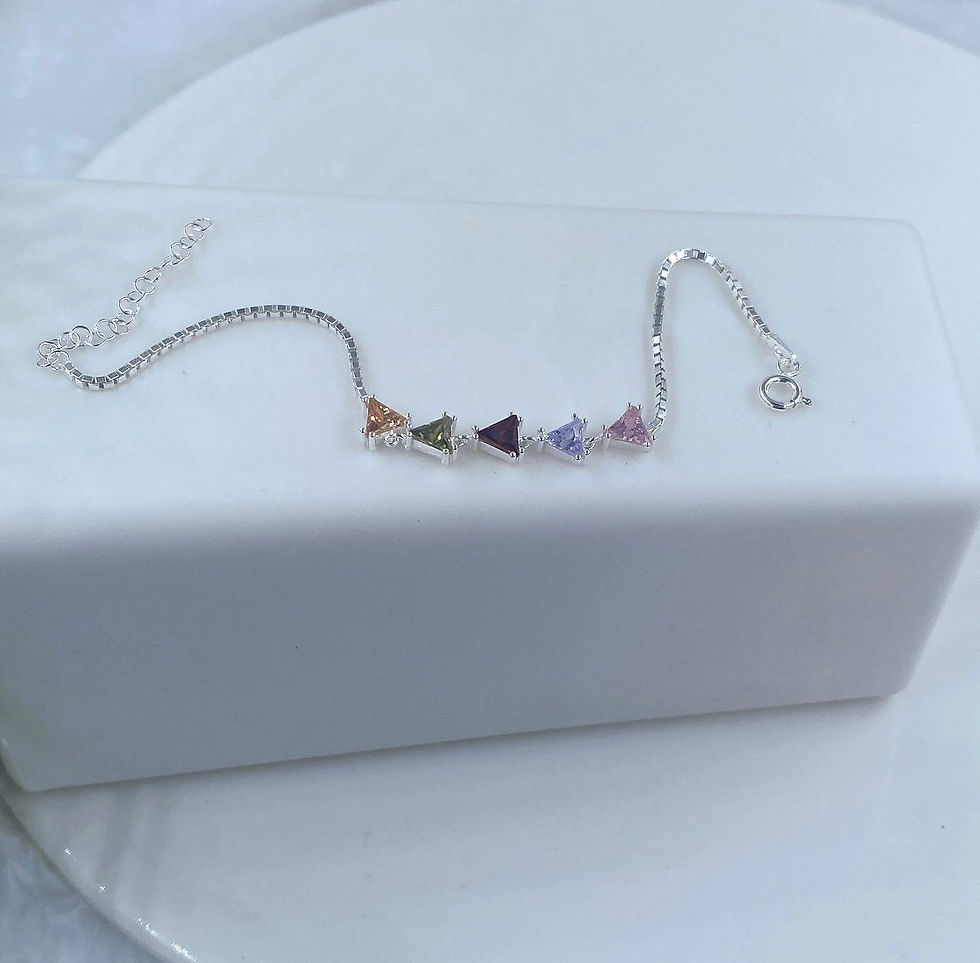 Miniatura: Pulsera triángulos de colores plata 925