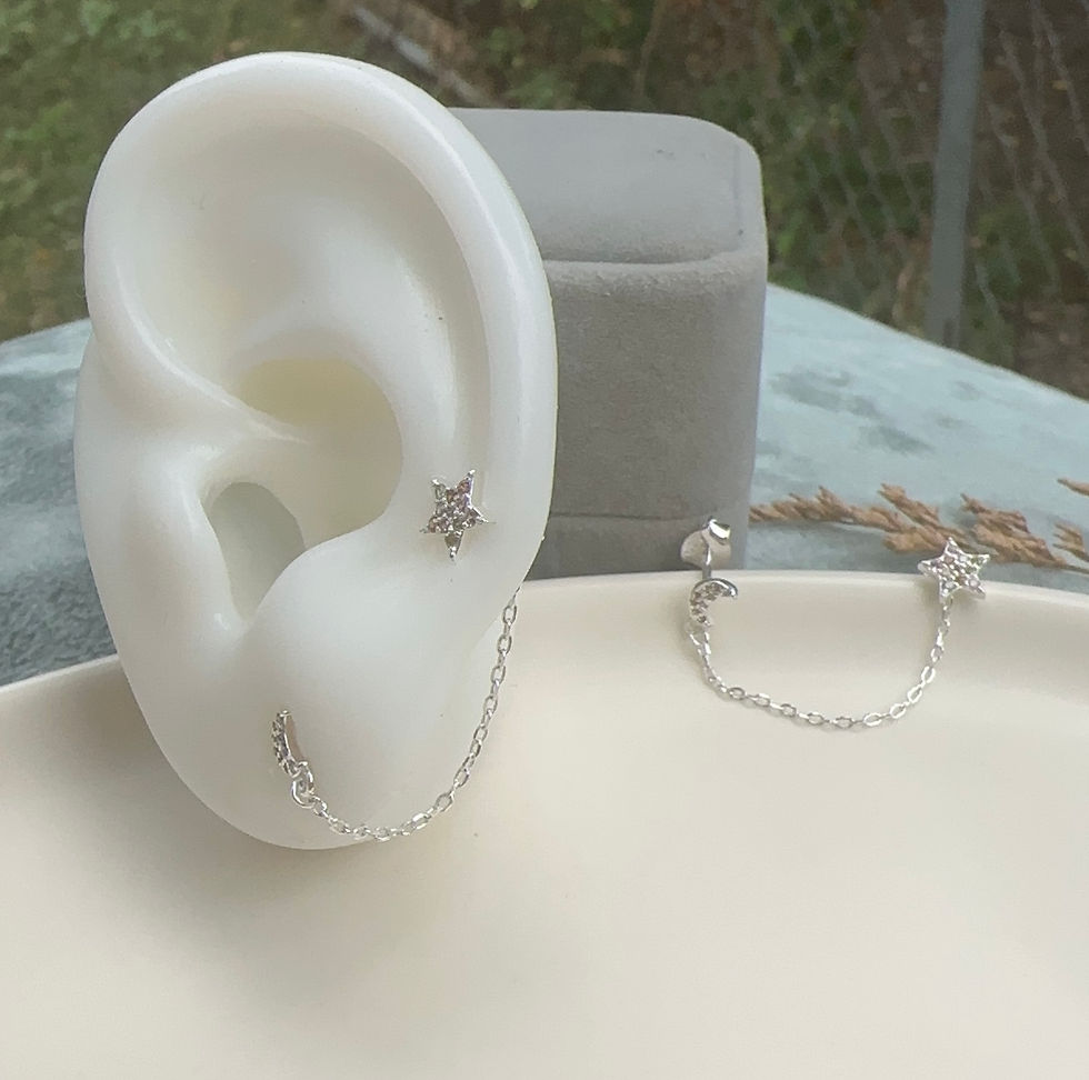 Miniatura: Arete Cadena dos en uno Plata 925 italiana 