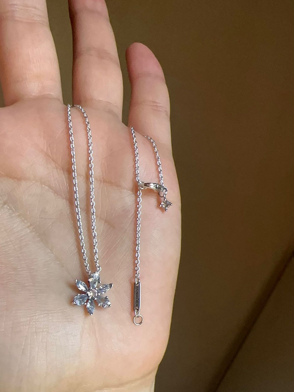 Miniatura: Cadena con dije de flor Herbari, cadena adherida plata 925