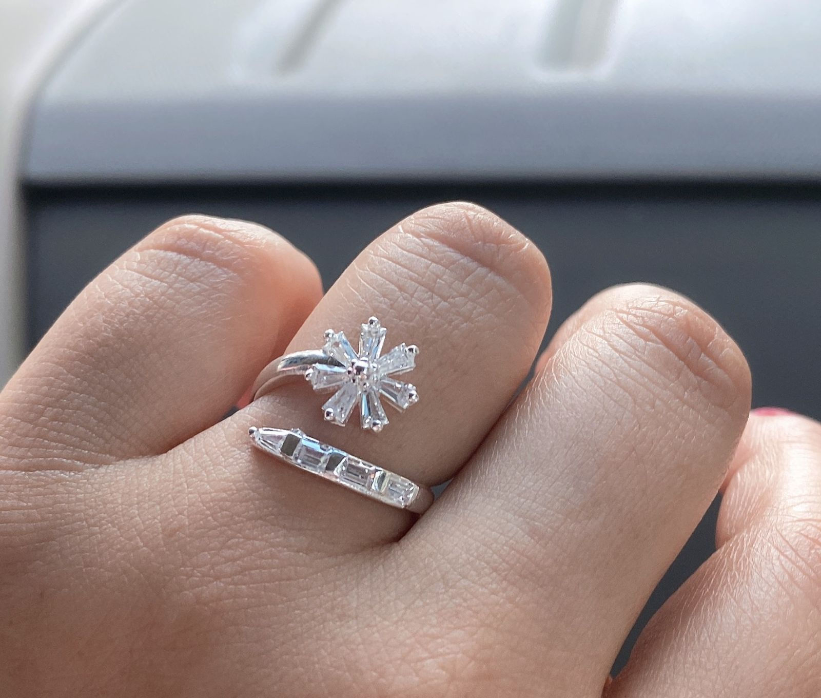 Anillo flor regulable plata Italiana 925.