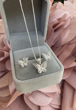 Miniatura: Juego mariposas colores pastel Plata 925. No incluye cadena