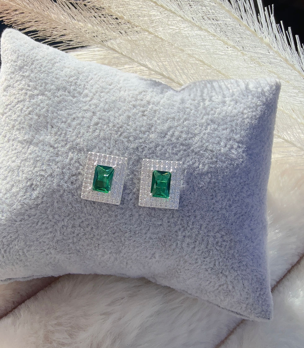 Miniatura: Aretes enjoye rectangulares verdes plata 925