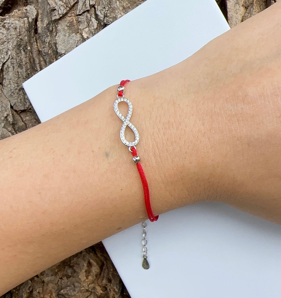 Miniatura: Pulsera infinito hilo rojo de protección Plata 925