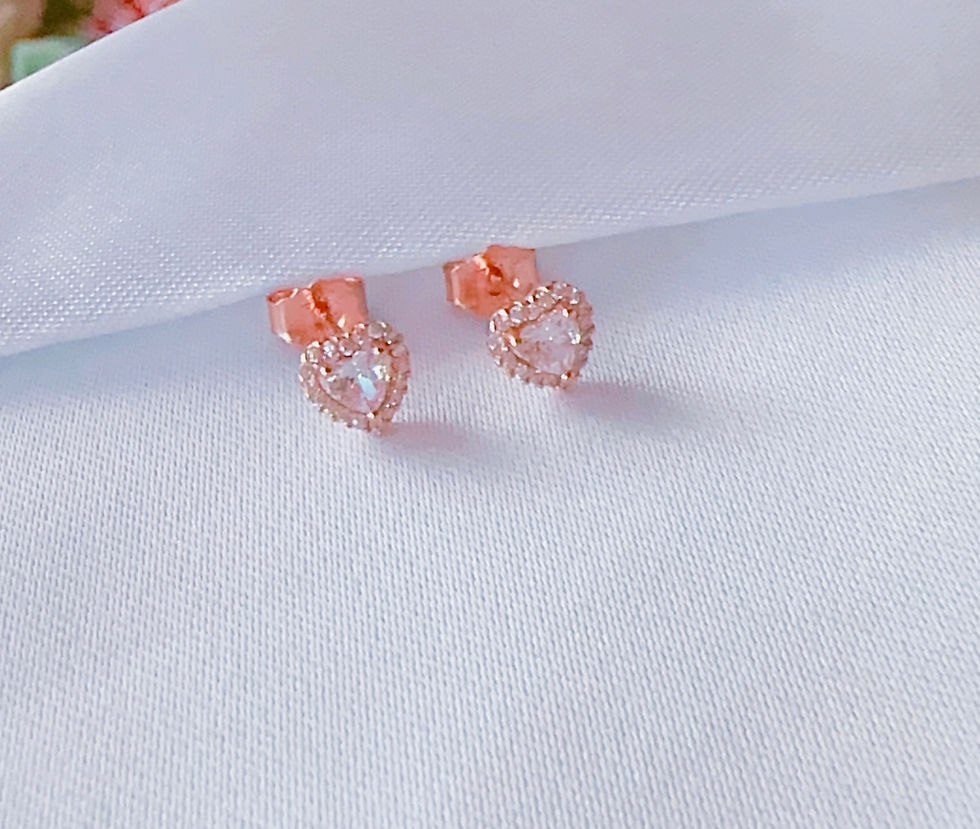 Miniatura: Aretes corazón con baño en oro rosa Pand plata 925