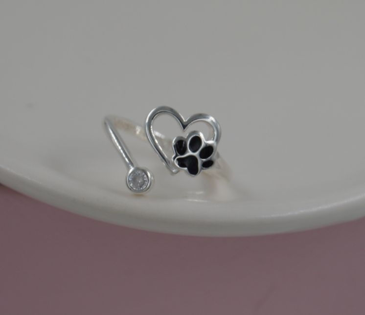 Miniatura: Anillo huellita regulable plata 925