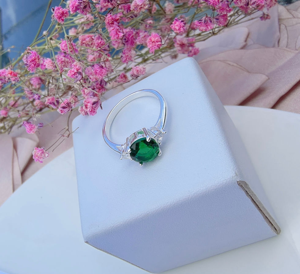 Miniatura: Anillo circon verde plata 925