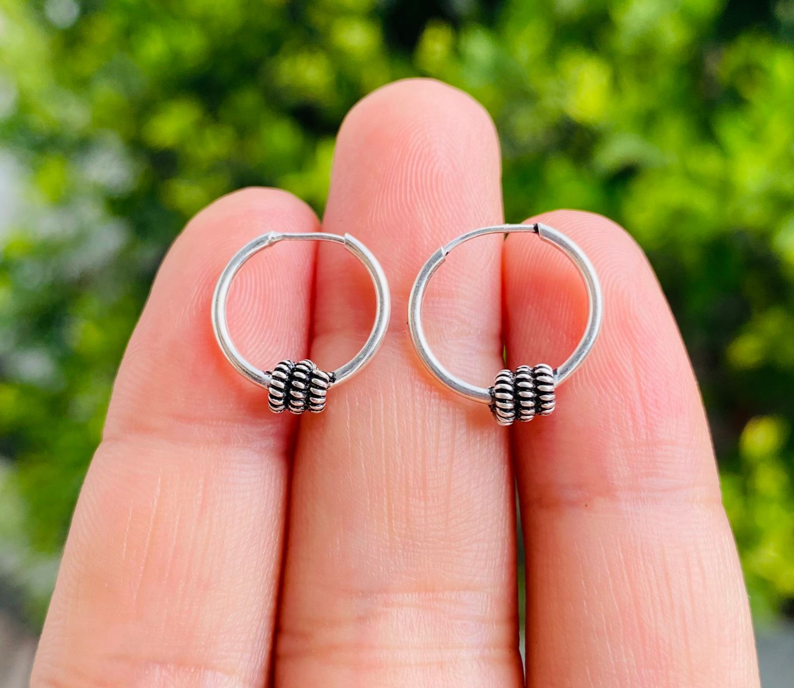 Aretes argolla con detalles plata 925