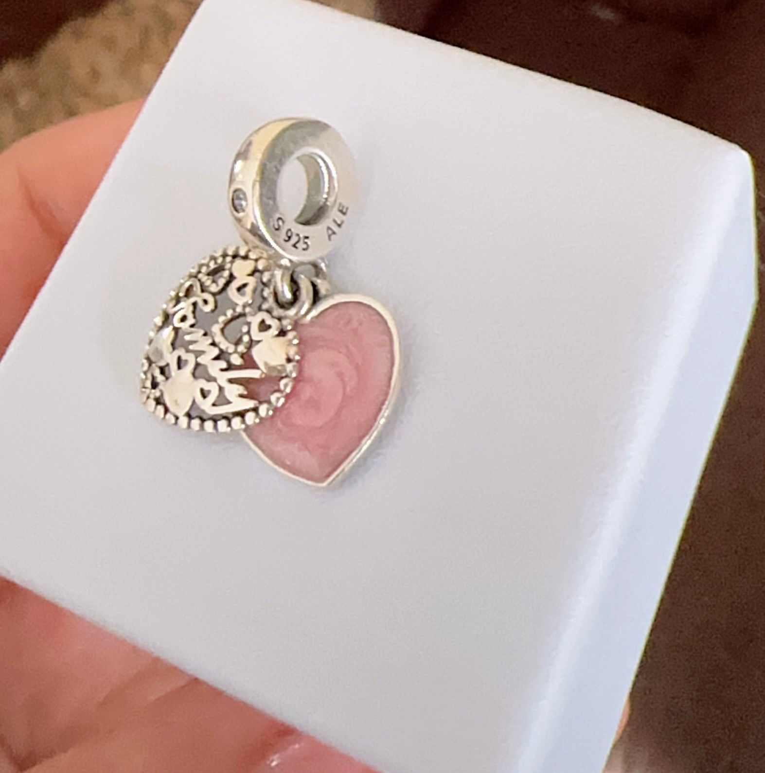 Charm colgante corazón de la familia  Love makes a family heart  dangle Pand