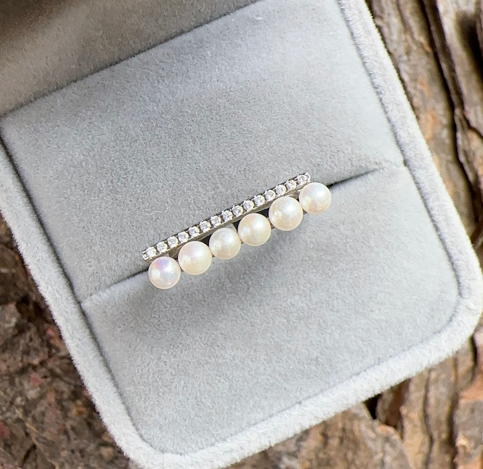 Miniatura: Anillo regulable Perlas Plata 925 baño en rodio