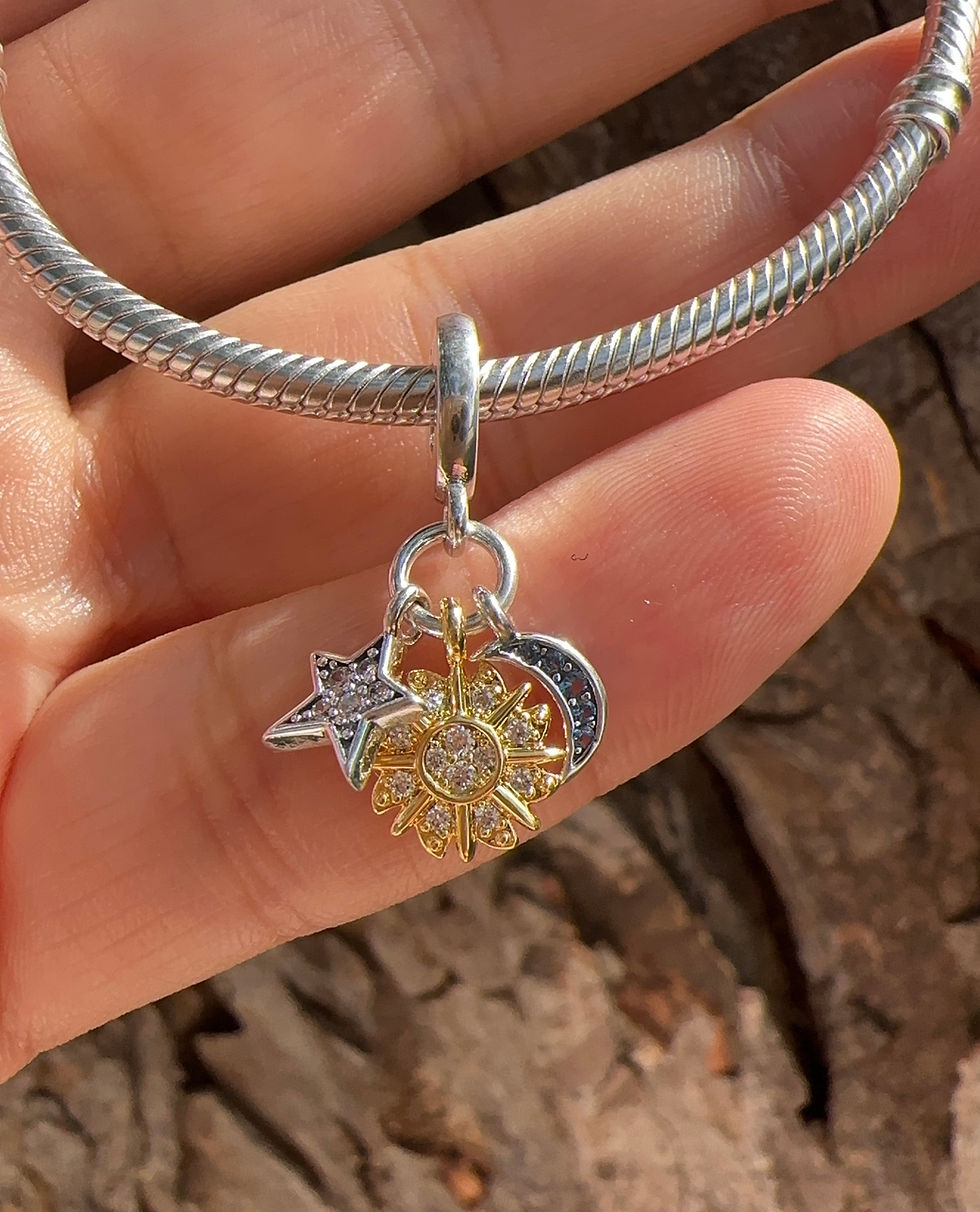 Charm colgante celestial sol luna y Estrella Plata 925 Pand
