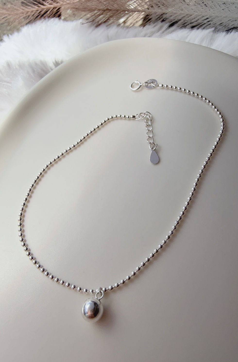 Miniatura: Tobillera cadena bolitas dije bolita plata 925