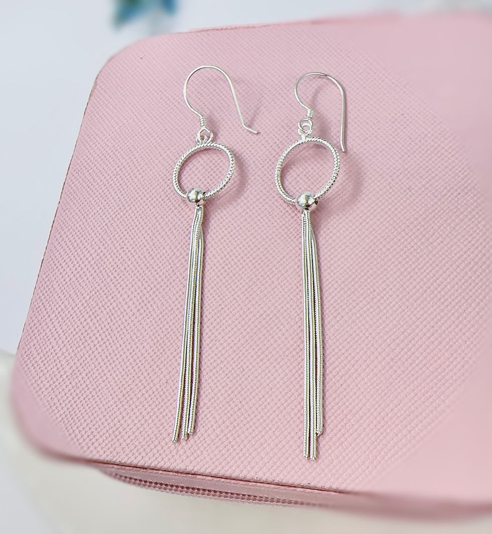 Miniatura: Aretes circula, cadena plata 925