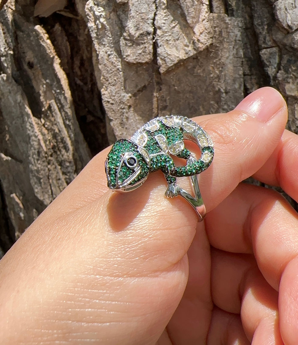 Miniatura: Anillo camaleón enjoye especial baño paladio Plata 925