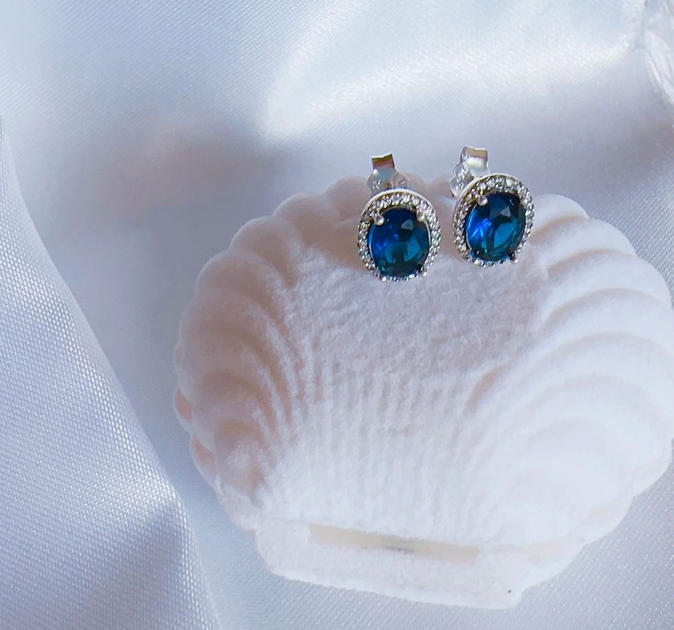 Miniatura: Aretes ovalados color azul plata 925 Pand 
