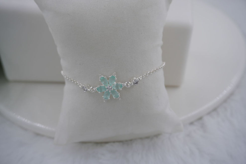 Miniatura: Pulsera flor de circones de color menta pastel plata 925 italiana