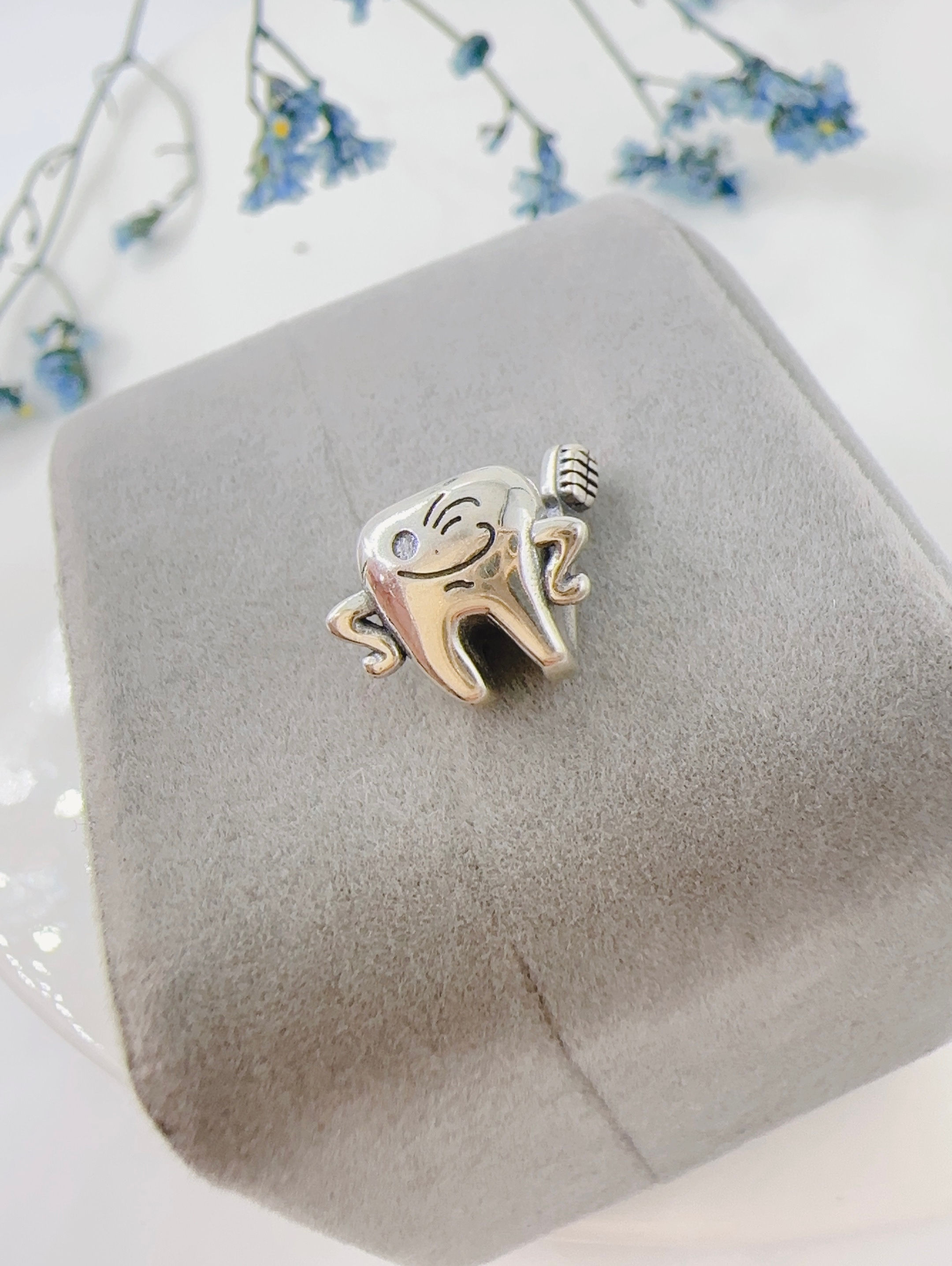 Charm seoarador muela cepillo plata 925 