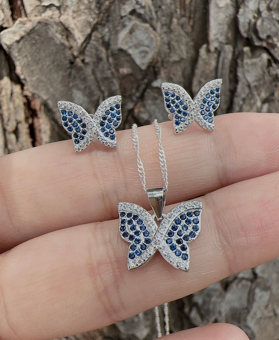 Miniatura: Juego mariposas enjoye azul Plata 925. No incluye Cadena 
