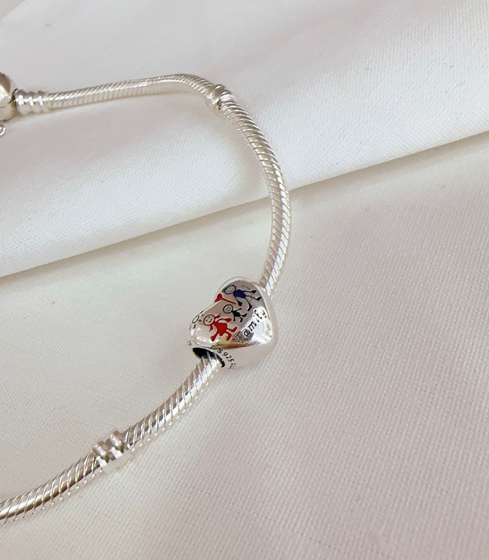Miniatura: Charm separador corazón Familia plata 925 P