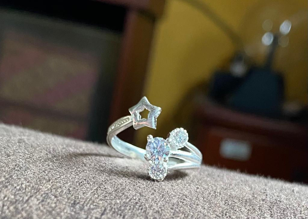 Anillo estrella regulable plata italiana.