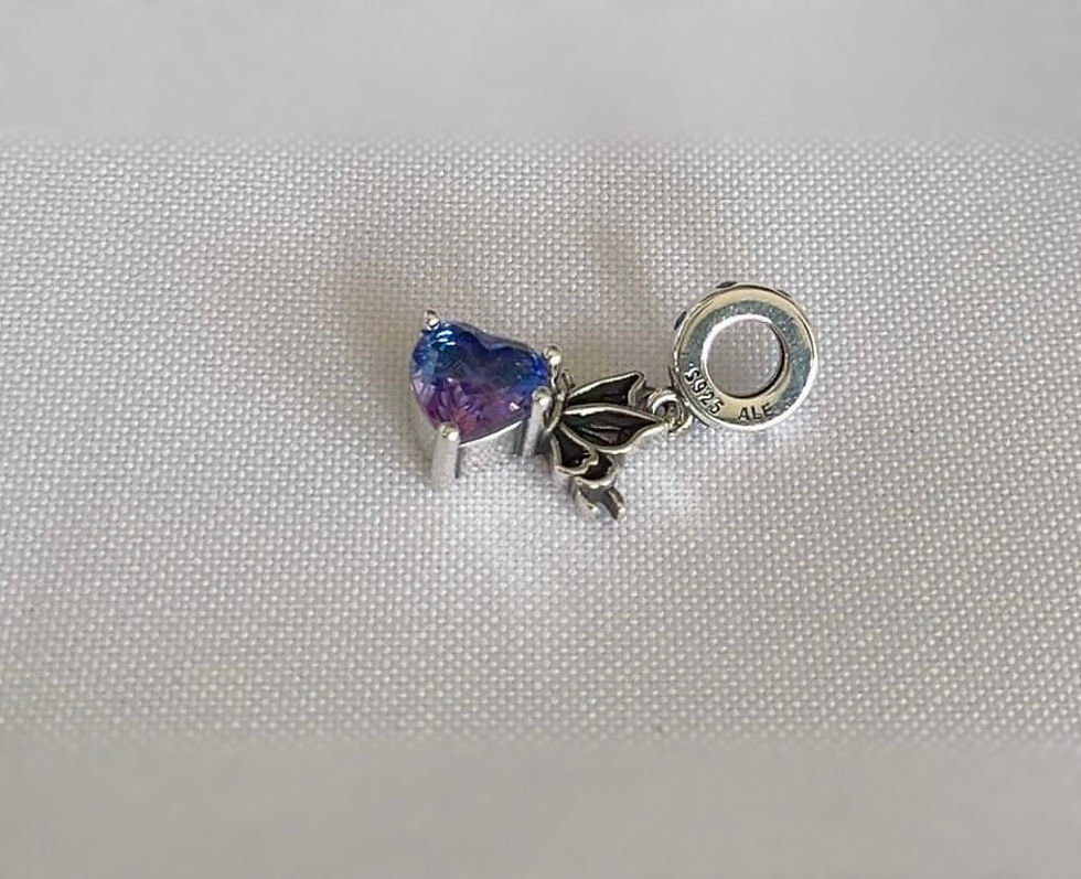 Miniatura: Charm colgante corazón y mariposa, color en degrade plata 925 Pand