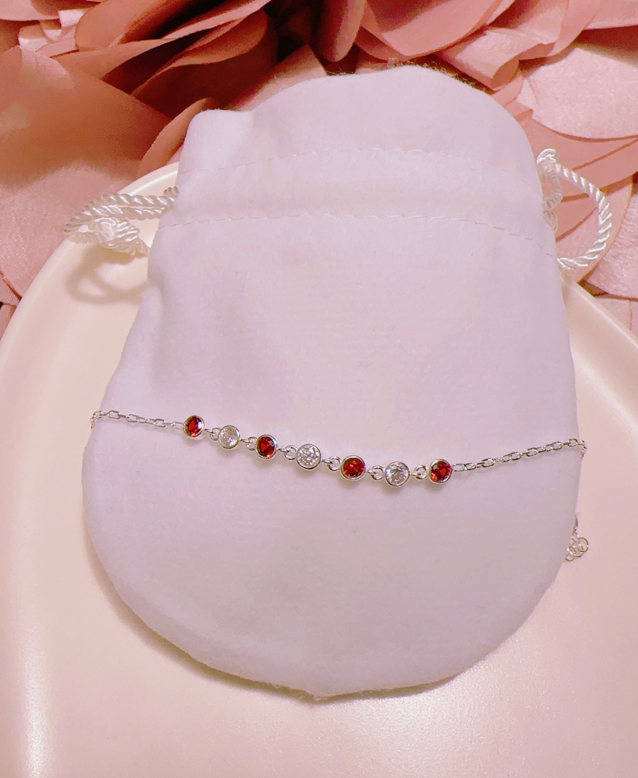 Pulsera circones rojo plata 925 