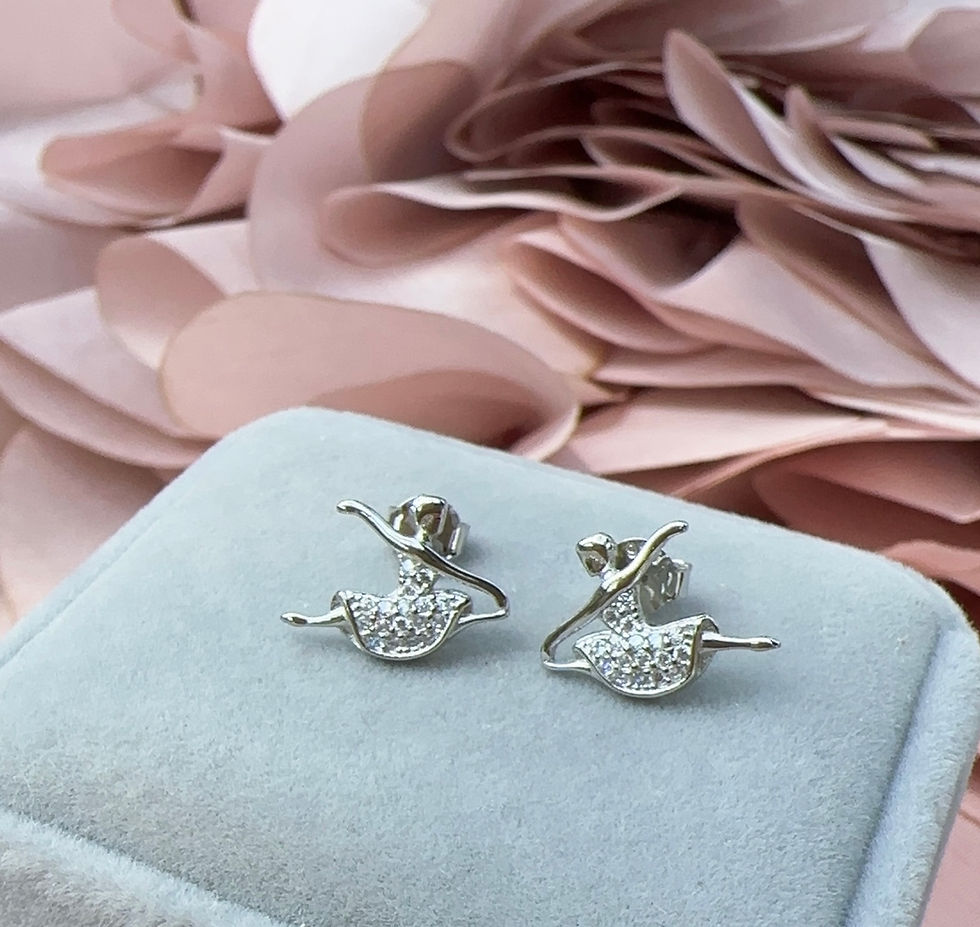 Miniatura: Aretes bailarina plata 925 con baño en rodio 