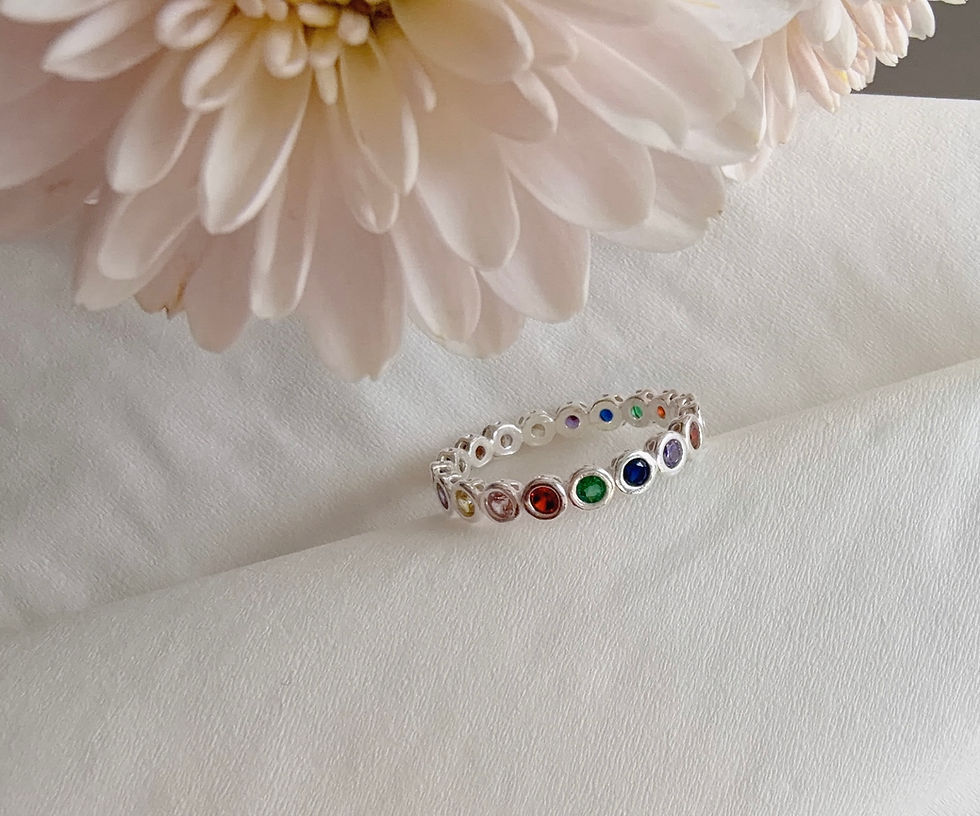 Miniatura: Anillo multicolores infinito plata 925