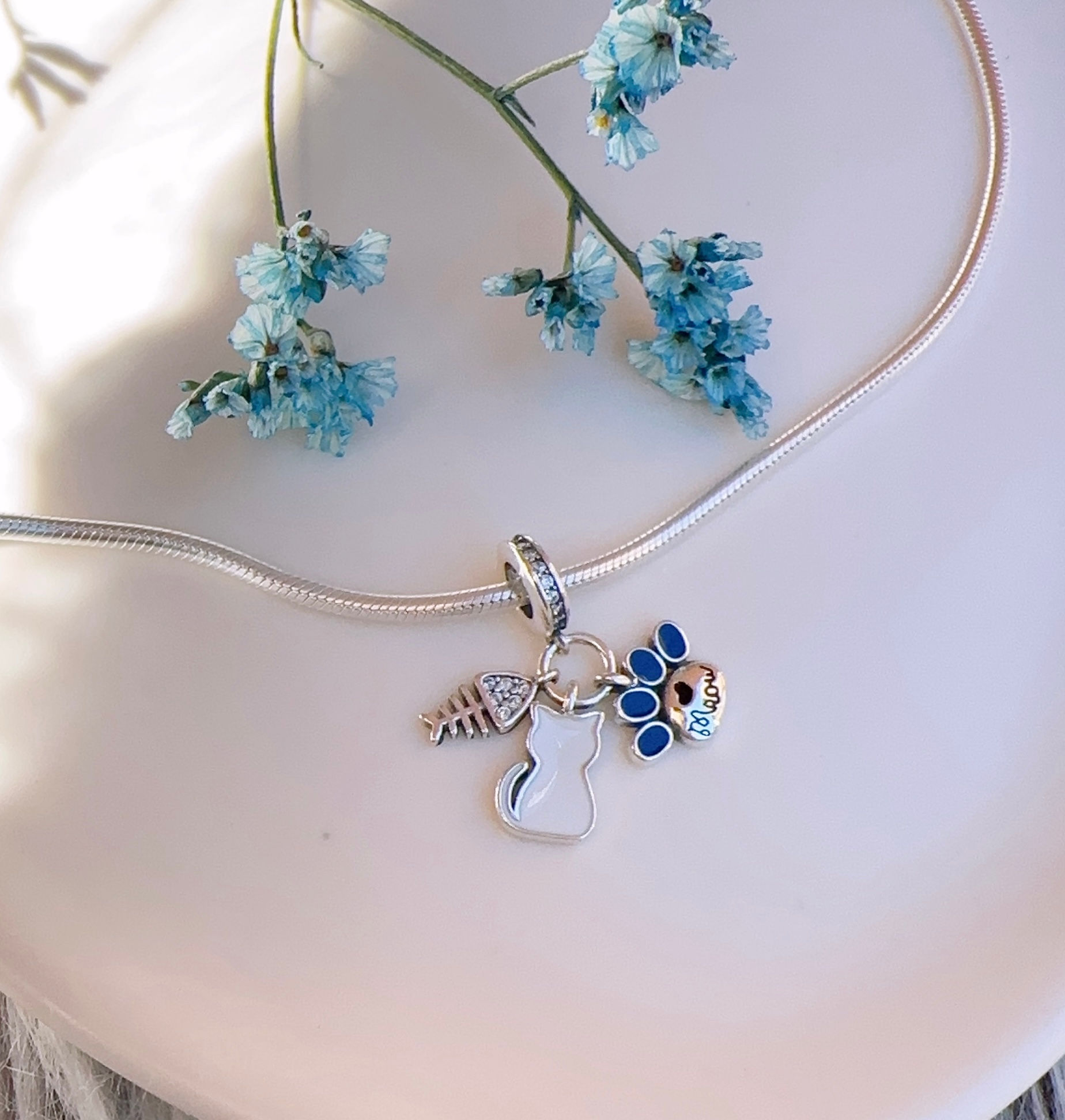 Charm colgante gatito plata 925