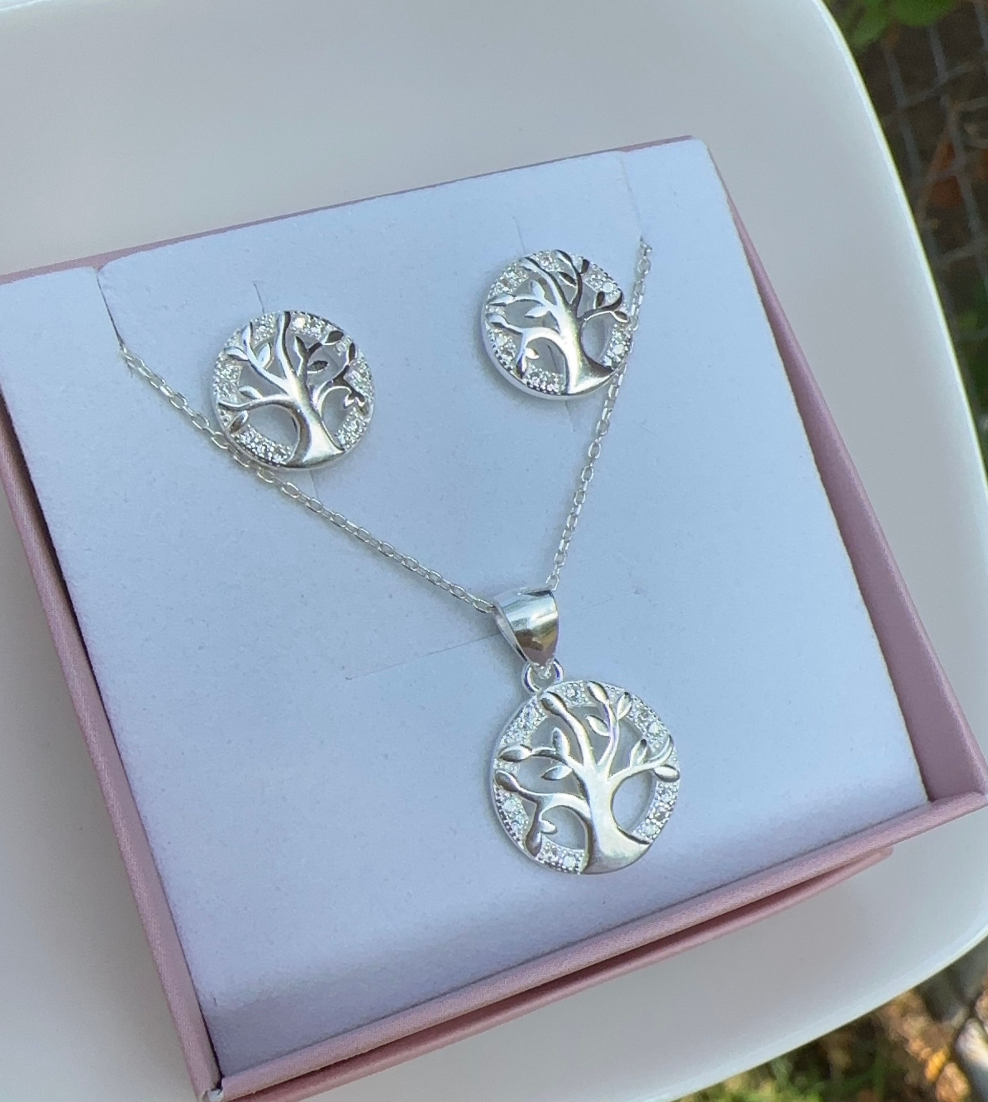 Juego Arbol de la vida Plata 925. Incluye Cadena 