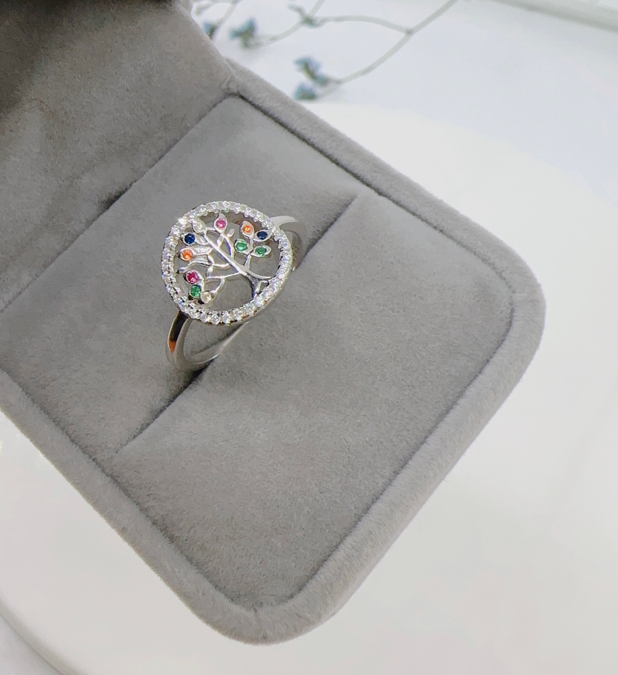 Anillo árbol de la vida colores plata 925