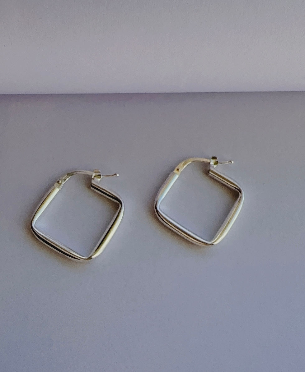 Miniatura: Argollas en forma de rombo plata 925