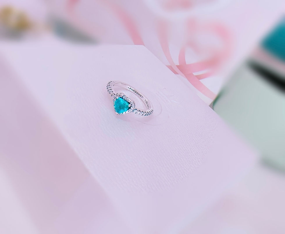 Miniatura: Anillo corazón color celeste plata 925 P