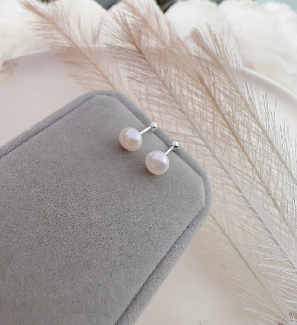 Miniatura: Aretes ortopédicos perla  seguro bolita en plata ley 925 