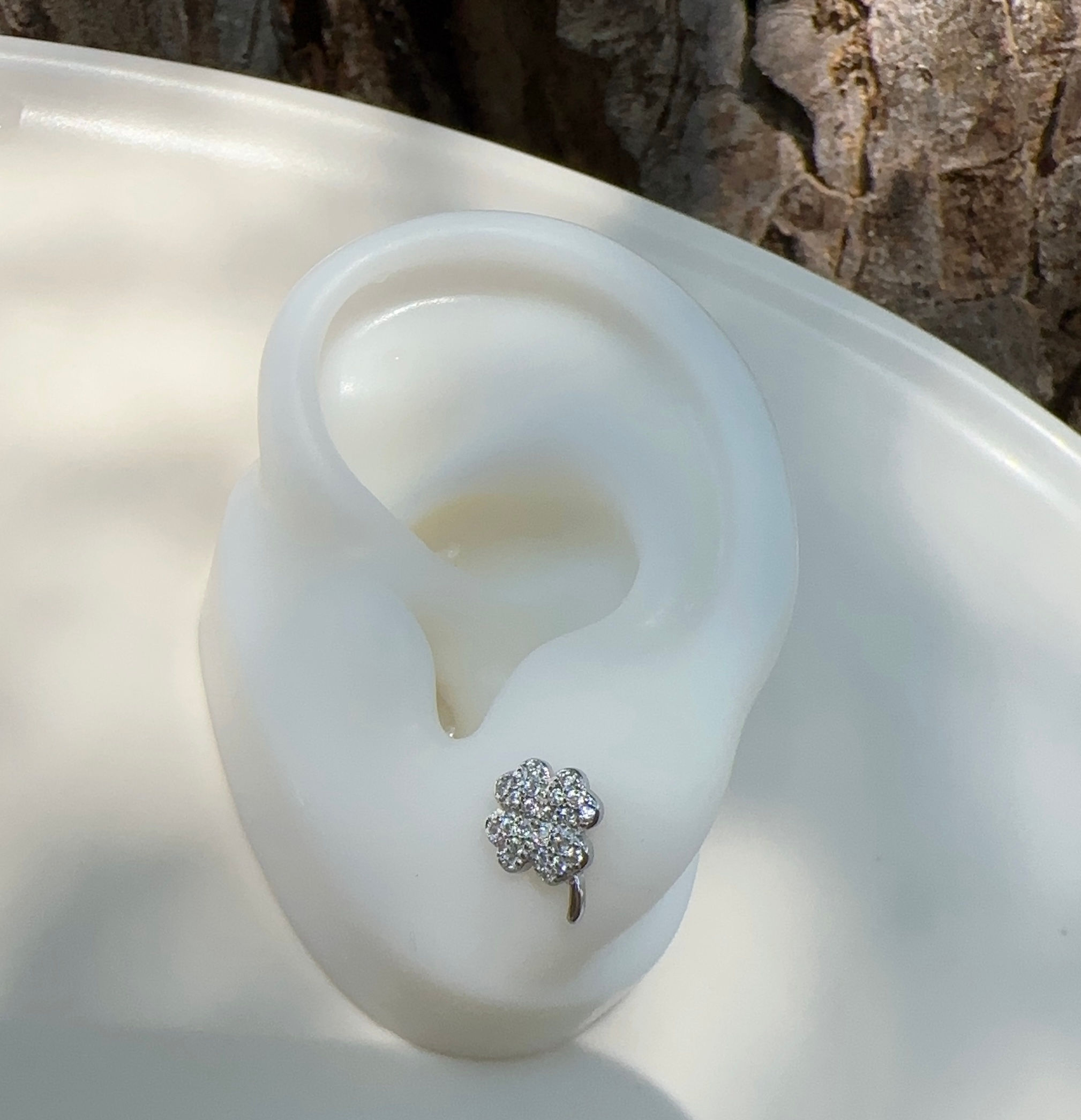 Aretes trébol 4 hojas plata 925 rodio 