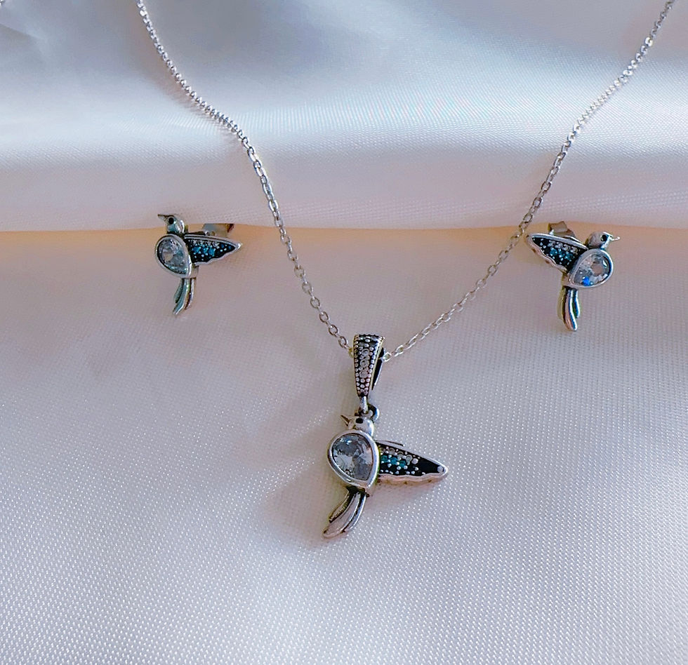 Miniatura: Juego colibrí plata 925. Incluye Cadena 