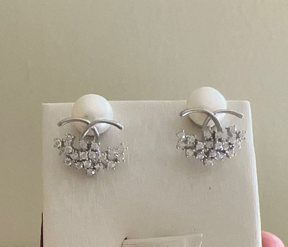 Miniatura: Aretes Chanel perla plata 925.