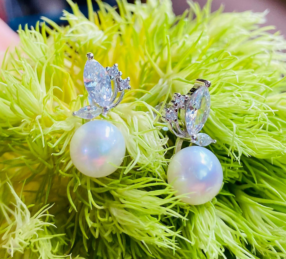 Aretes perla mariposa de plata