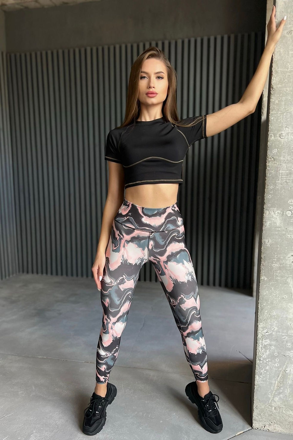 Прев'ю: Лосини утягуючі Beavissport Pink and smoke marble 