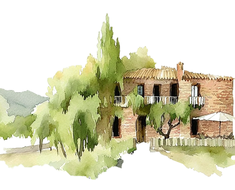 Water paint impression sketch of hotel vall amagada del moli