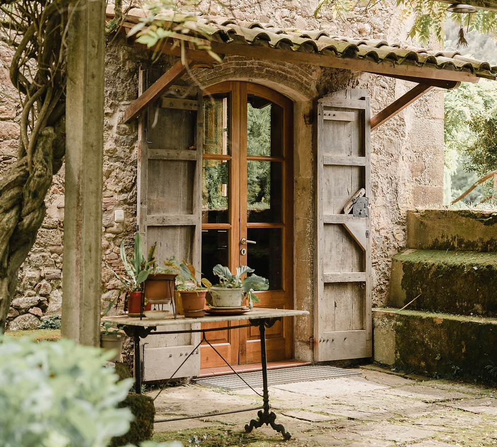 Restaurant at Vall Amagada del Molí boutique hotel in Catalonia serving seasonal tapas and fine local wines