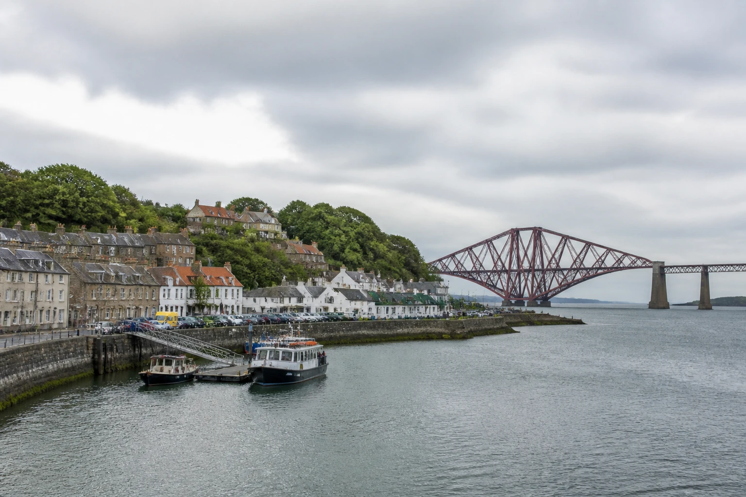 Representative cruise port destination view: South Queensferry, United Kingdom; passenger waterfront and harbor water, not an exact landmark photograph.