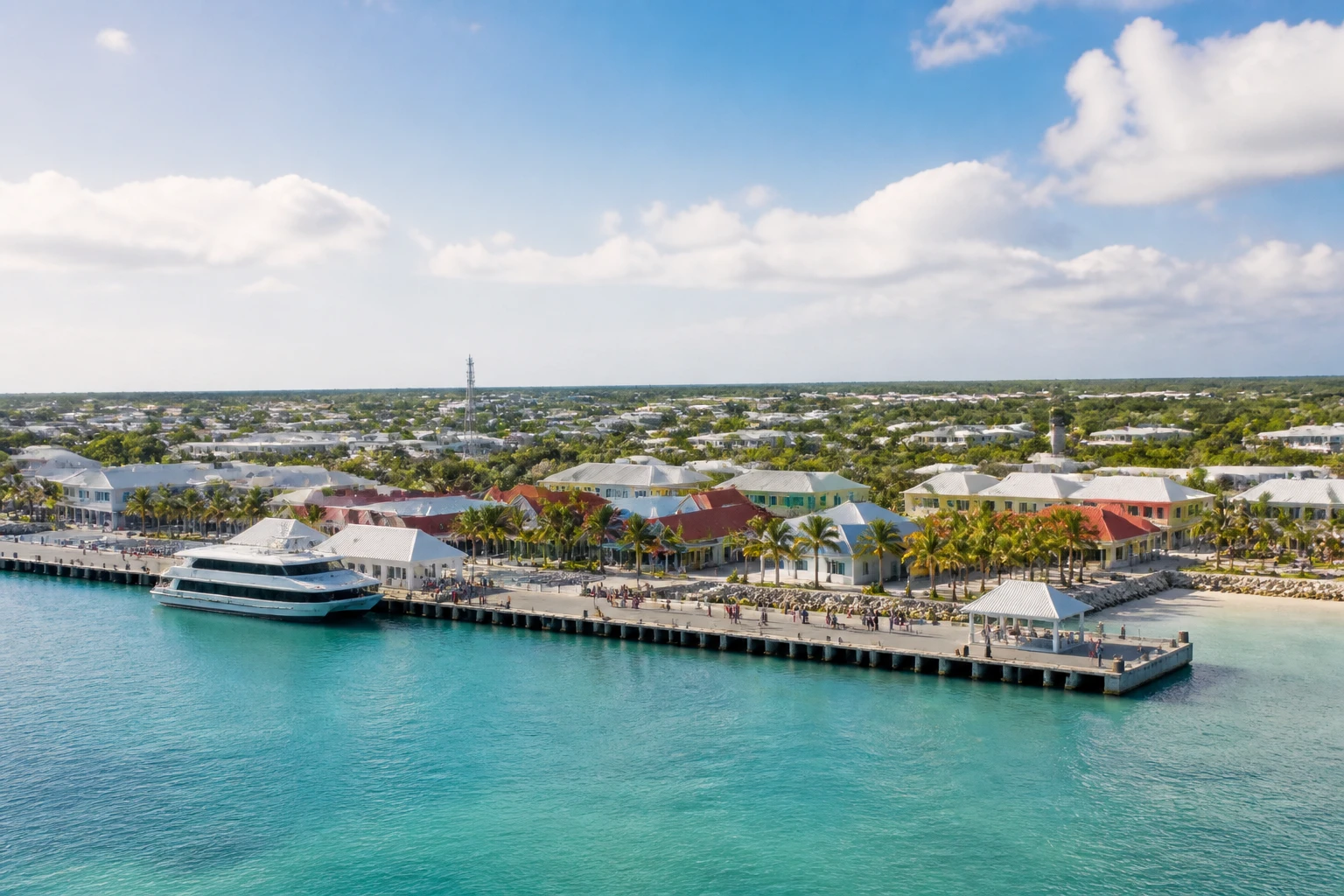 Representative cruise port destination view: Grand Turk, Turks and Caicos; passenger waterfront and harbor water, not an exact landmark photograph.