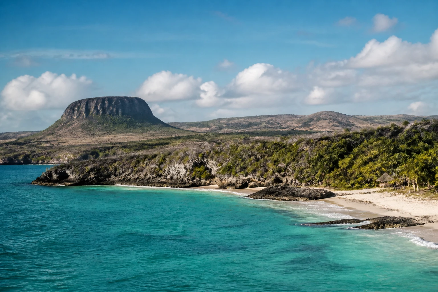 Representative island destination view: Madagascar; coastline and regional vegetation, not an exact landmark photograph.