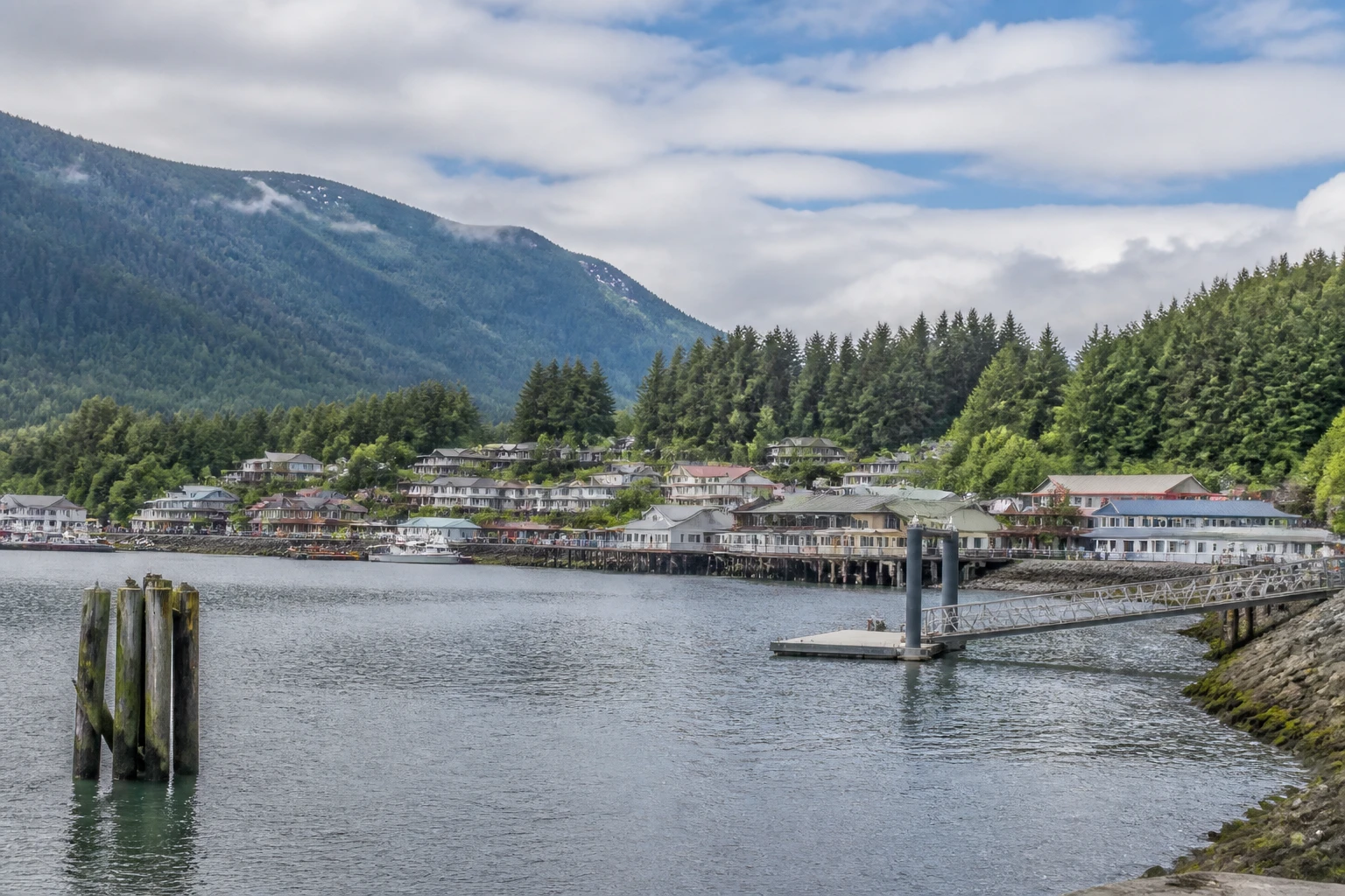 Representative cruise port destination view: Klawock, United States; passenger waterfront and harbor water, not an exact landmark photograph.