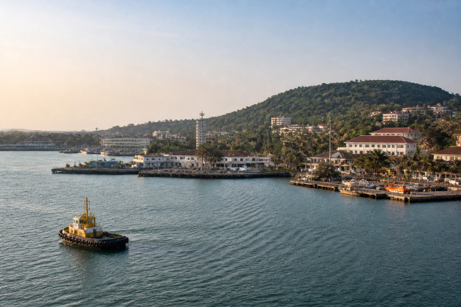 Representative cruise port destination view: Mormugao, India; passenger waterfront and harbor water, not an exact landmark photograph.