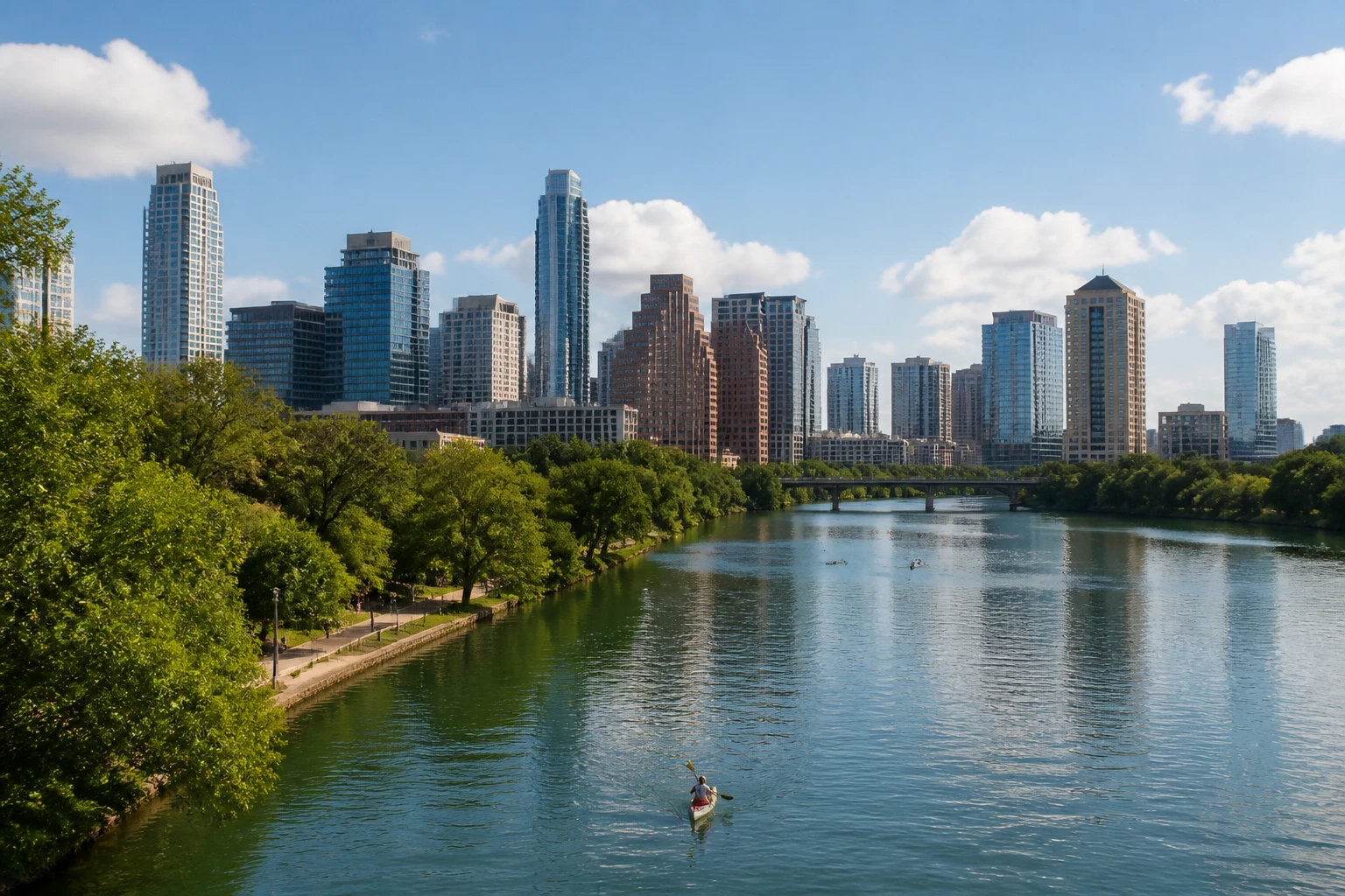 Representative city destination view: Austin, United States; unbranded leisure setting and welcoming public space, not an exact landmark photograph.