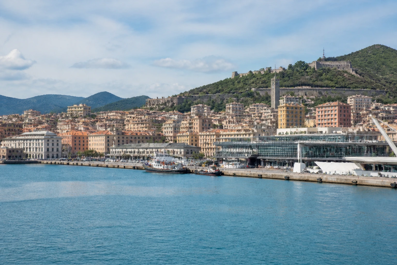 Representative cruise port destination view: Savona, Italy; passenger waterfront and harbor water, not an exact landmark photograph.